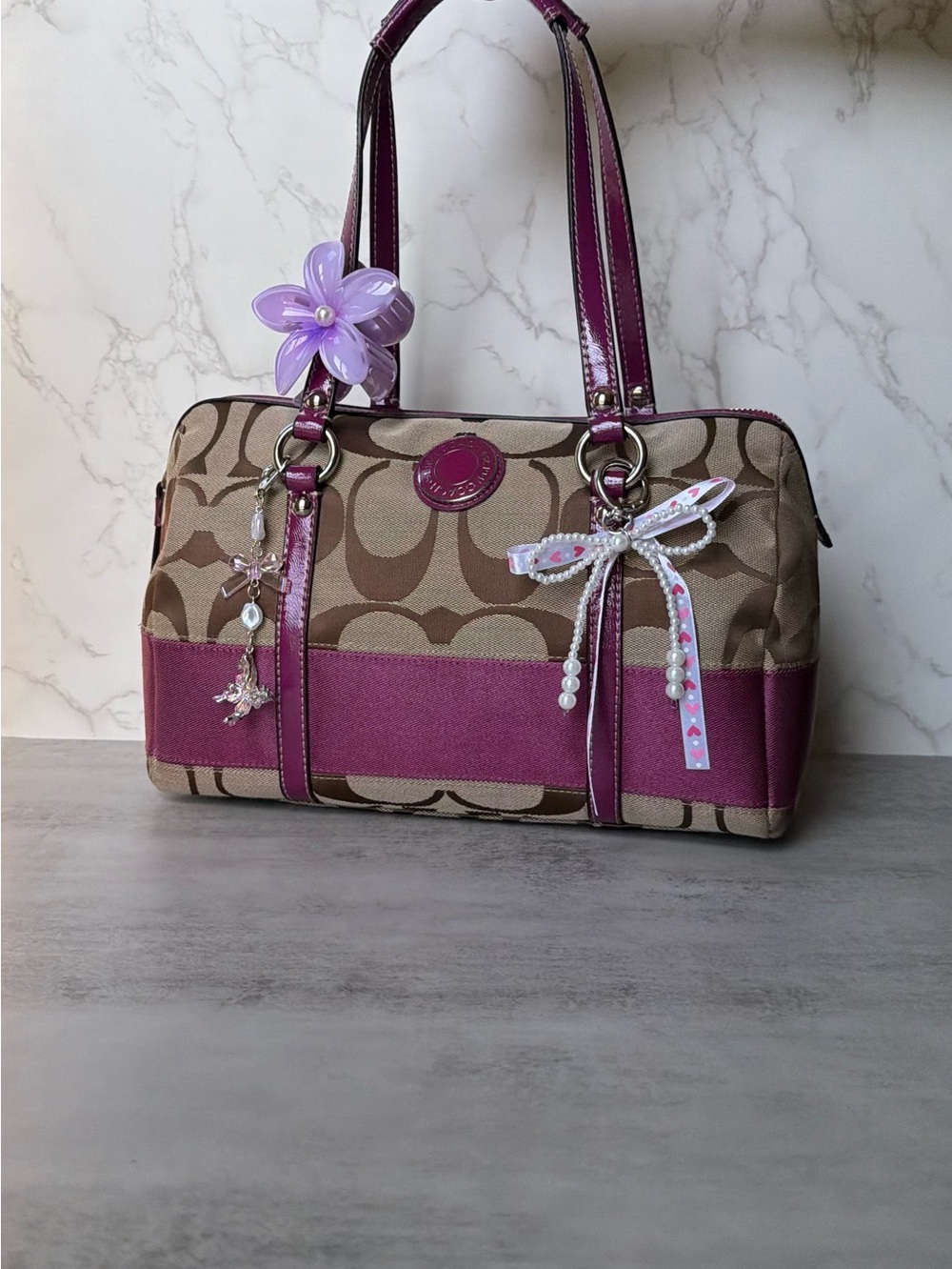 Purple Coach Bowler Satchel Shoulder Bag  🩰˚˖𓍢 🦢✧˚.🎀༘⋆